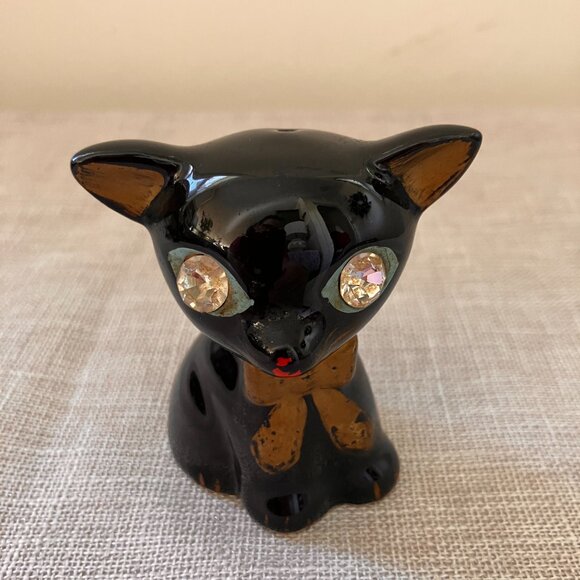 Vintage Lefton Diamond Eyed Black Cats Salt and Pepper Shakers - Picture 4 of 12